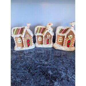 Raz Imports Gingerbread House Tabletop Christmas Decor Set of 3 Brown White 9"